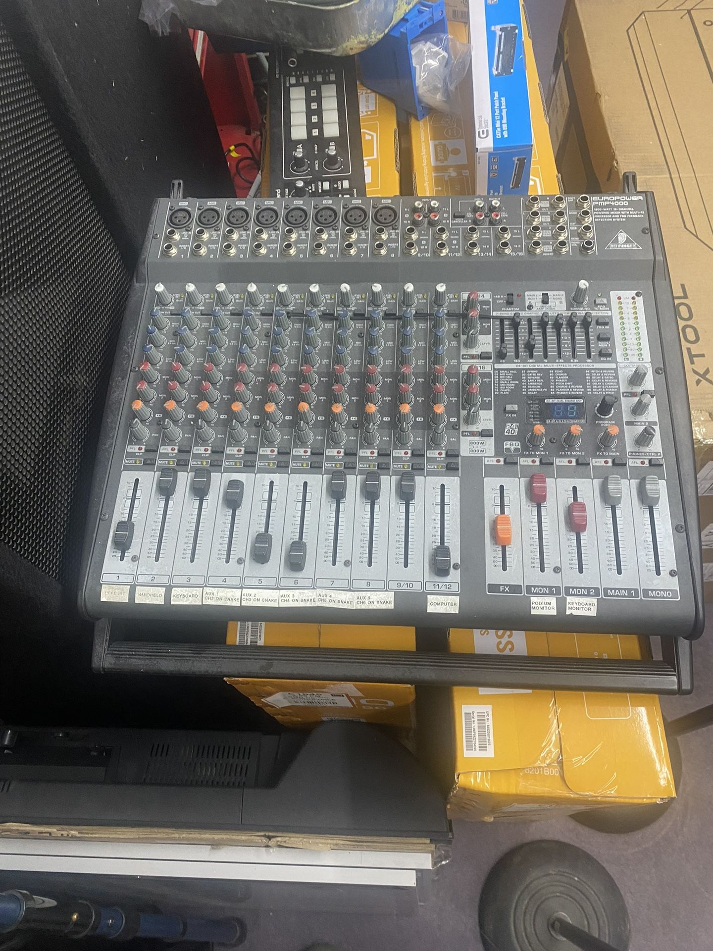 Behringer Europower PMP4000 Powered Mixer - 16 Channels, 1600 Watts with Multi-FX Processor and FBQ Feedback Detection System