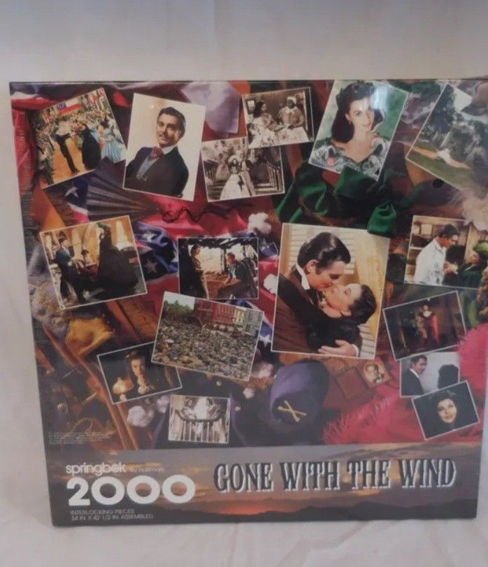 Gone With The Wind 2000 Piece Puzzle Sealed In Box, And It Too Set Going To Win VHS Tape Set