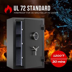 Biometric Fingerprint Fireproof Safe Box,Digital Fire Proof Safe with 3 Spoke Handle,Touch Screen and Removable Shelf,Fireproof Home Safes for Money D