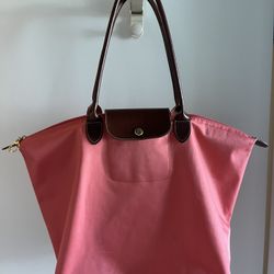 Medium Size Collapsible Nylon Tote Bag Pink