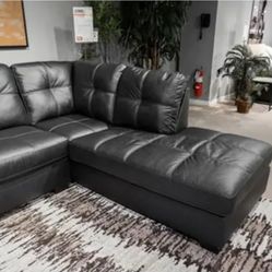 Black Leather Sectional In Stock 