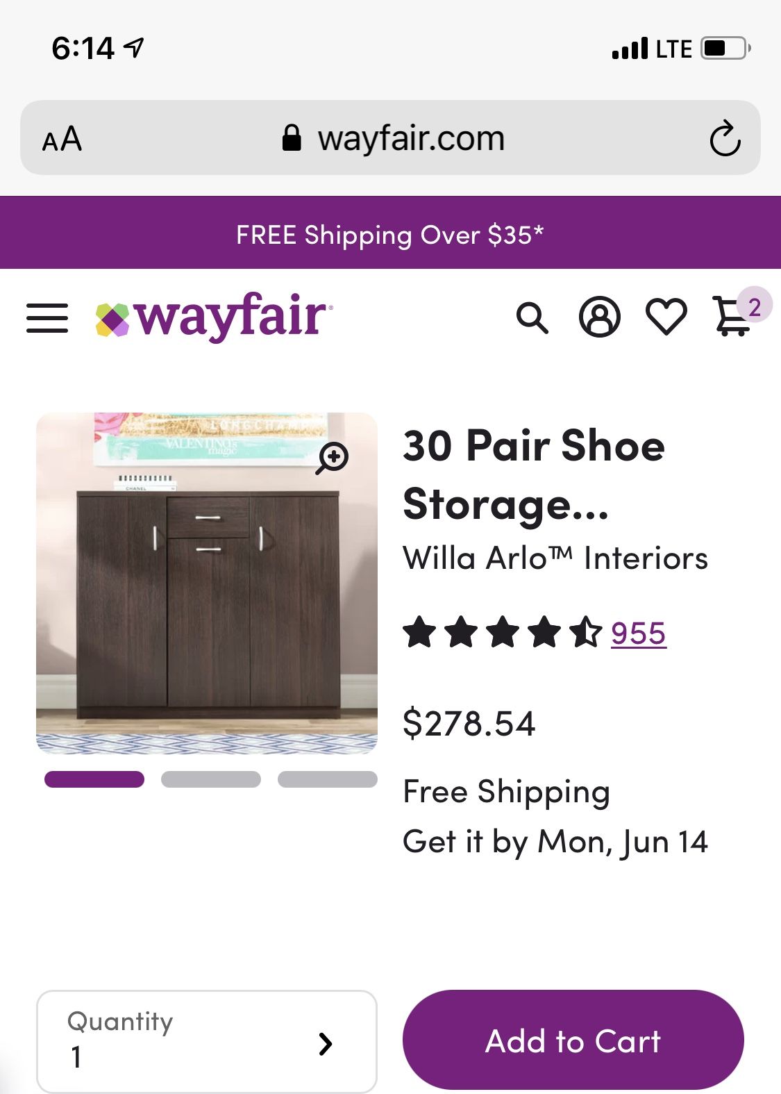 MOVING SALE - 30 Pair SHOE Storage Cabinet By Willow Arlo Interiors