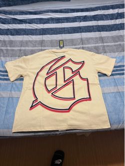 CHROME Men's Graphic Print Cotton Jersey T-Shirt Crew Neck Short Sleeve Yellow