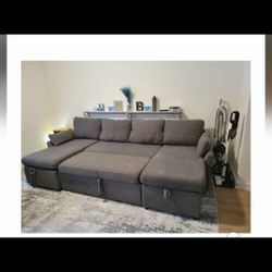 110” U-Shape Sleeper Sectional + Double Storage