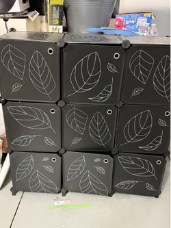 Black storage shelves