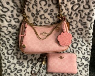 Coach Pink powder Teri shoulder bag and pink powder zip corner wristlet