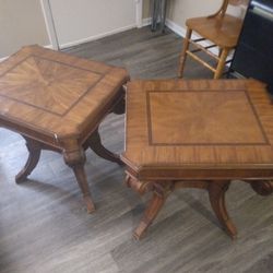 Antique Hardwood End Tables 