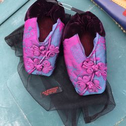 Silk Embroidered Baby Slippers