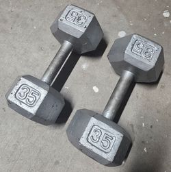 Pair of 35lb iron hex dumbells