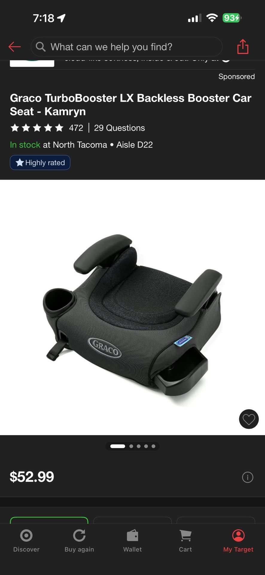 Graco TurboBooster LX Backless Booster