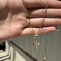 14k Gold Cross Chain For Women 