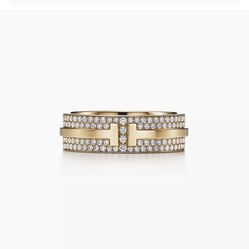 Tiffany T Wide Pave Diamond Ring In Yellow Gold 