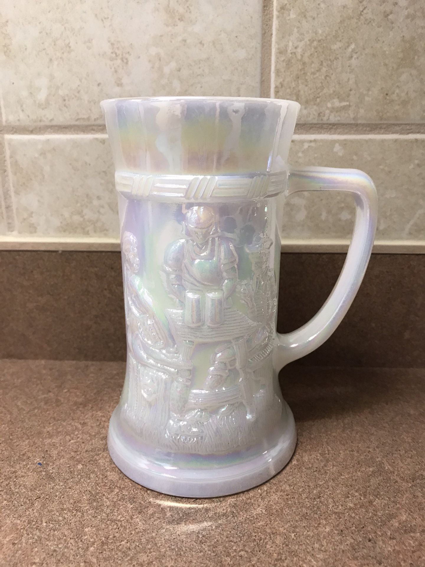 Vintage opalescent glass beer stein Octoberfest