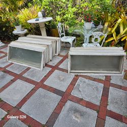 Free! Vintage glass windows in wood frames .