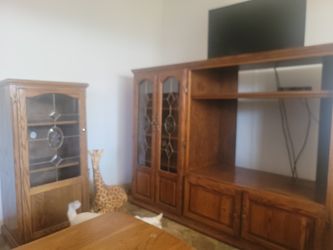 Oak Entertainment center and wood cabnet