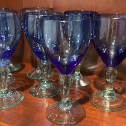 11 Cobalt Blue Wine Goblets