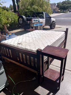Full size Bed Wood frame with mattress