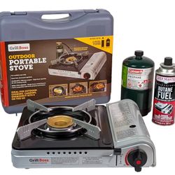 Grill Boss Dual Fuel Portable Stove, 12K BTU Camp Stove, Butane & Propane Portable Camping Stove, Portable Stove Dual Fuel Butane and Propane Stove fo