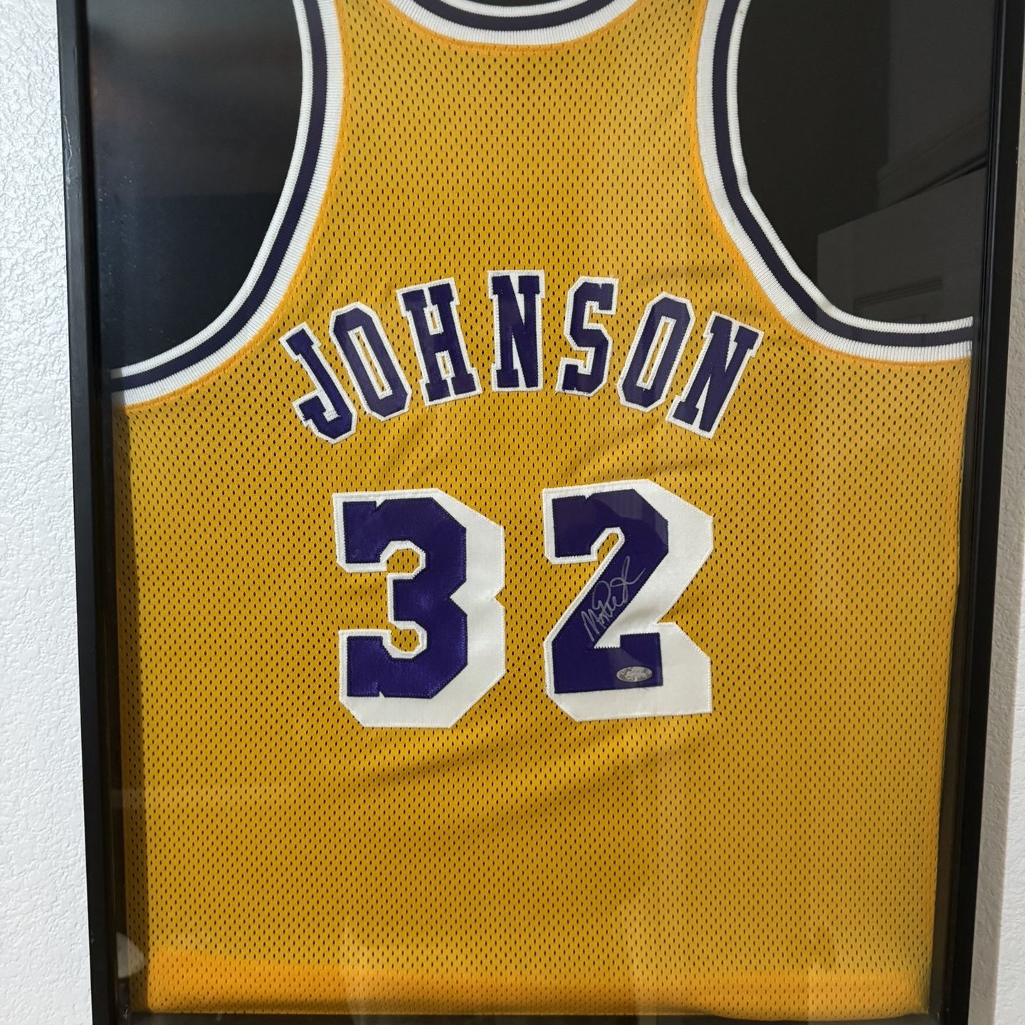 Magic Johnson Autographed & Framed Yellow Los Angeles Jersey 