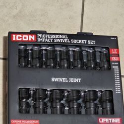 ICON 1/2 in. Drive Metric Impact Swivel Socket Set, 13-Piece