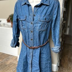 Forever 21- Size Medium Denim Dress with Brown Belt