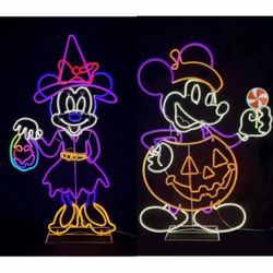 4FT Tall Mickey or Minnie Mouse Neon Outdoor or Indoor Halloween Decor Brand New In Box