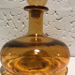 Vintage Midcentury Style Amber Glass Decanter