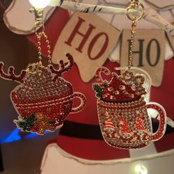 Handmade Diamond Dots Holiday Keychains 