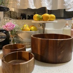 Set of 3 Wooden Bowls - Large & Small