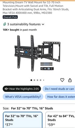 Full motion tv wall mount