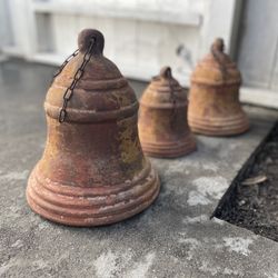 Set Of 3 Terra Cotta Bells
