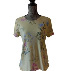 Croft & Barrow classic tee women's yellow floral short-sleeve size M