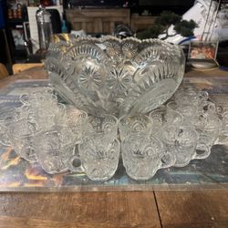 Vintage Punch Bowl And Cup Set