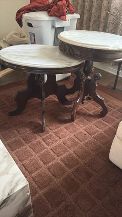 Cherry Wood. Base Marble Top Tables