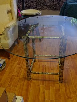 Unique Oval Glass-Top Table — Moving Sale