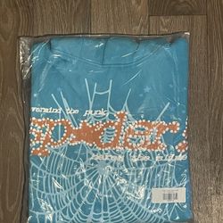 Sp5der Punck V2 Hoodie Cyan Blue/orange Size L 