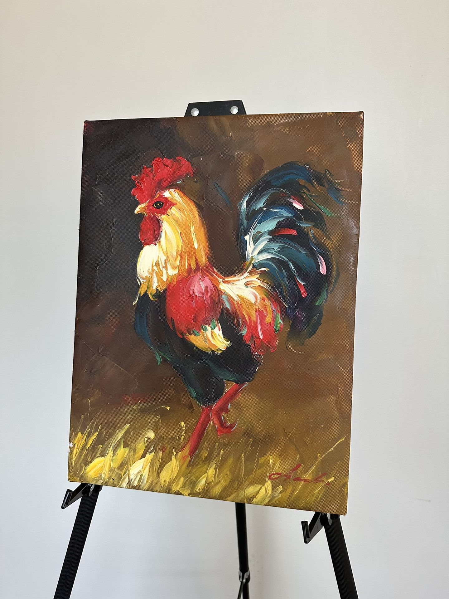 Rooster Oil Painting on Canvas Wall Art 16”x 12”. Item #106