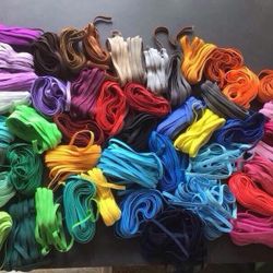 1/4” Elastic, 5 yard bags, 40 different colors , 2 bags for $1,  5 yds for 50 cents, 10 cents per yd