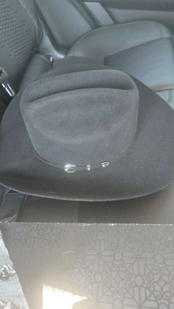 Black Felt Cowboy Hat with Silver Buckle