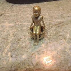 Antique Brass Cigar Cutter - Lady On Her Chamber Pot 1880s Rare.