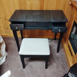 Antique vanity desk with stool