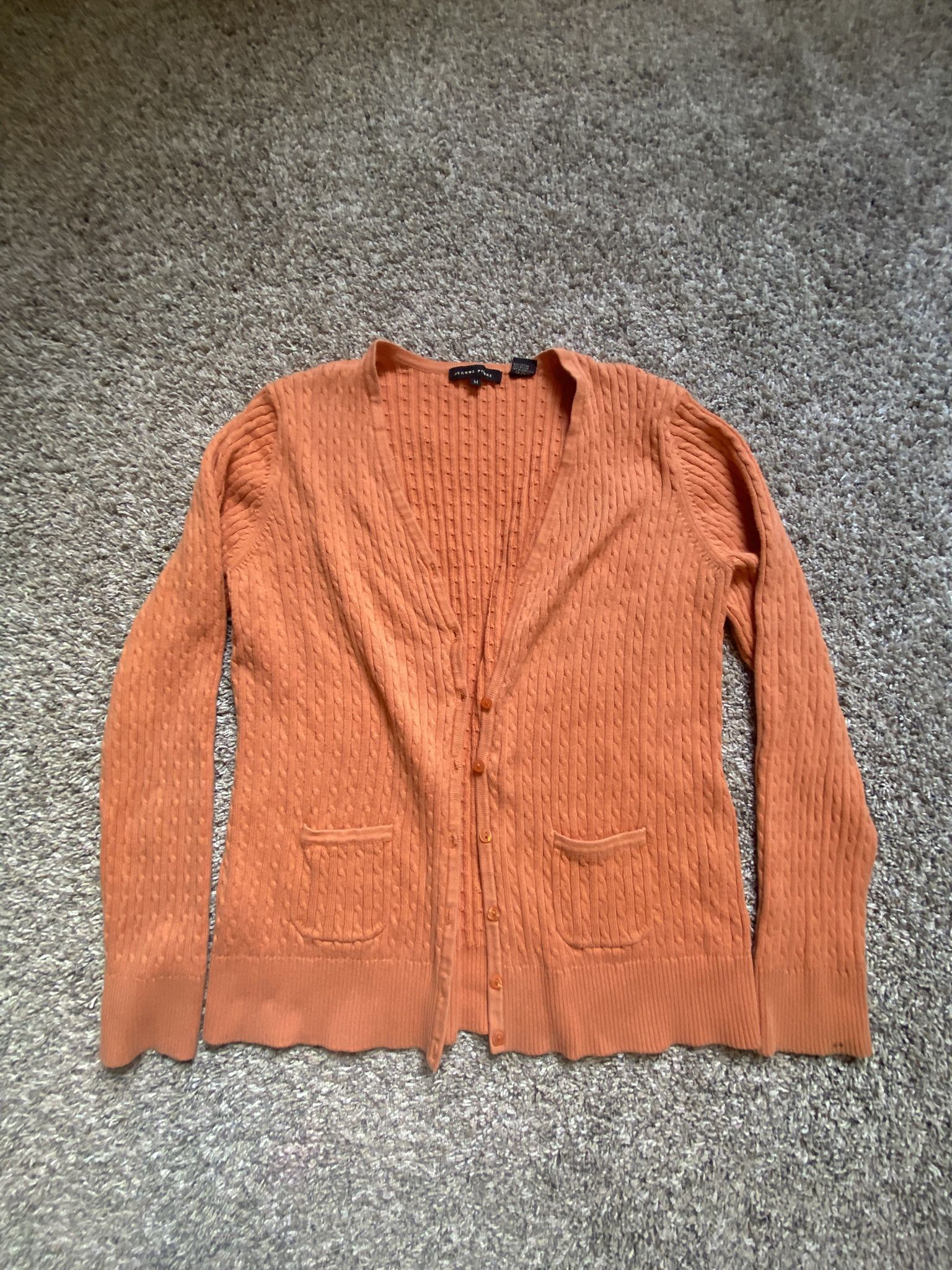orange cardigan