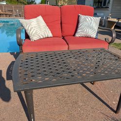 Metal Patio bench and coffee table