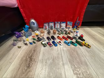 Boys toy lot- dinosaurs race cars finding Nemo DC figurines