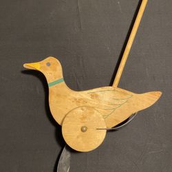 Vintage Antique Wood Duck Roll Push Toy The Feet Flap When It Rolls Very Old Toy 2 Available 20$ Each