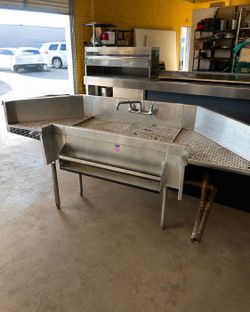 Commercial Stainless Steel Bar Sink / Cocktail Station with Drainboards
