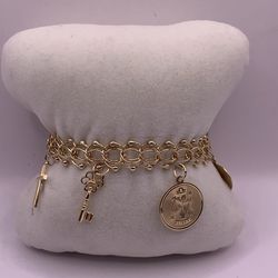 14 Karat 25,44 Gr Gold Bracelet W Charms( H 🐝)