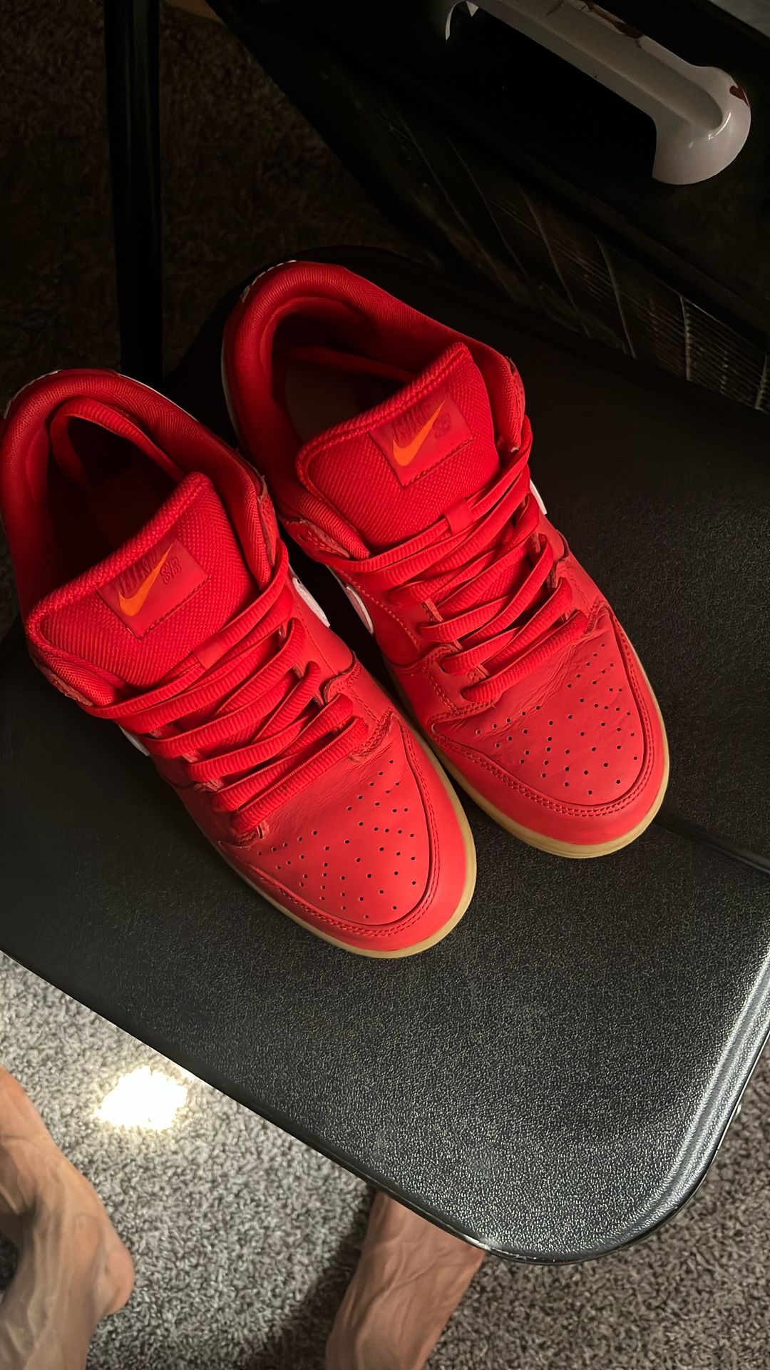 Size 9’5M (Nike SB Dunk Low University Red Gum)