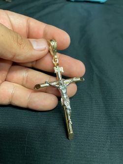 14 K Plated Large Crucifix Pendant