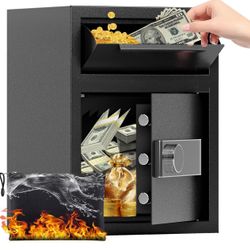 1.8 CUB Drop Safe, Safe Box with Front Drop Slot Fireproof, Digital Security Safe Box with Combination Lock, Security Money Safe for Cash and Document